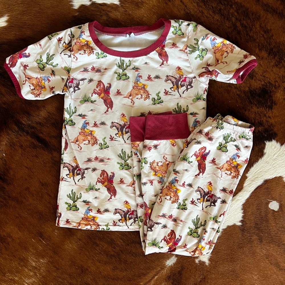 Boys Cowboy Pajamas Western Pajamas Size 7/8